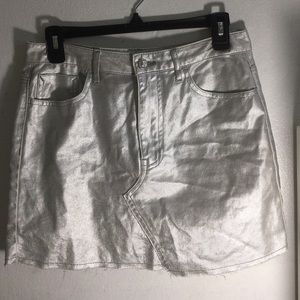 Forever 21 silver denim short skirt